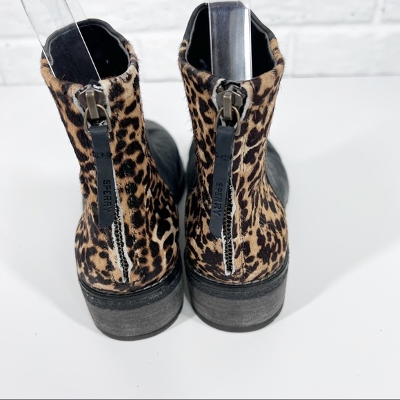 SPERRY Maya Belle Leopard Black Leather Bootie Sz 8 - Picture 3 of 9